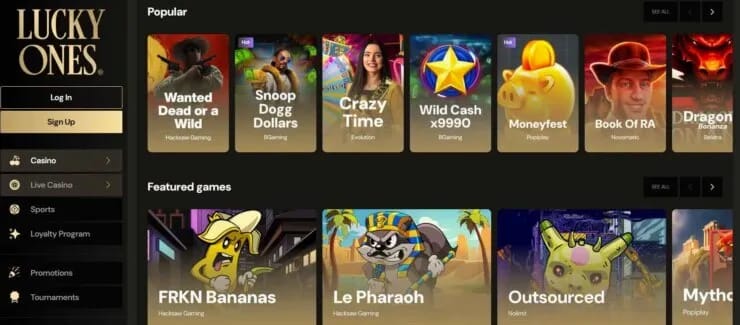 Lucky Ones Canada casino games