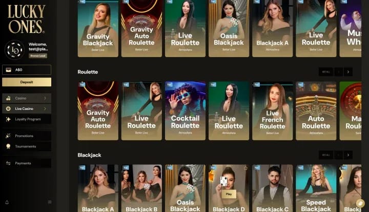 Lucky Ones live casino Canada