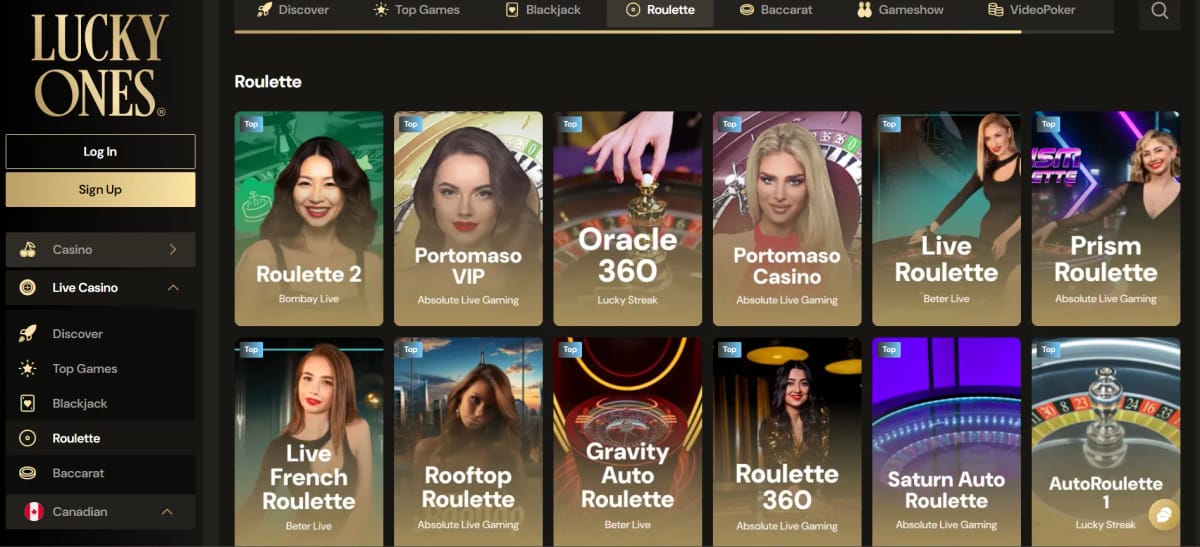 Lucky Ones Live Casino Roulette game
