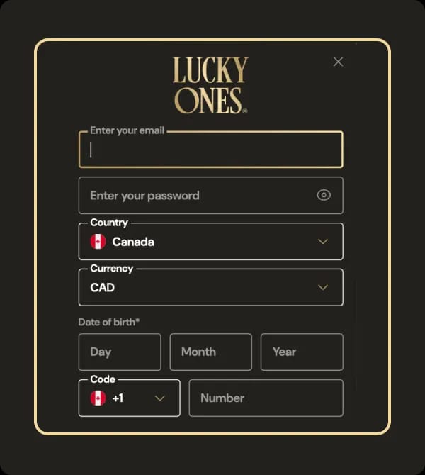 Lucky Ones Casino: Step 2 to play.